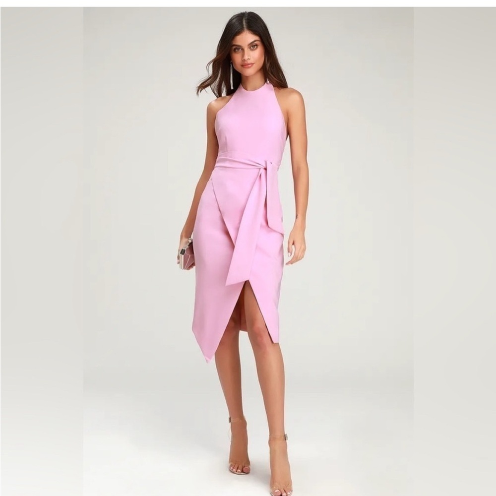 Elegant Pink Halter Dress